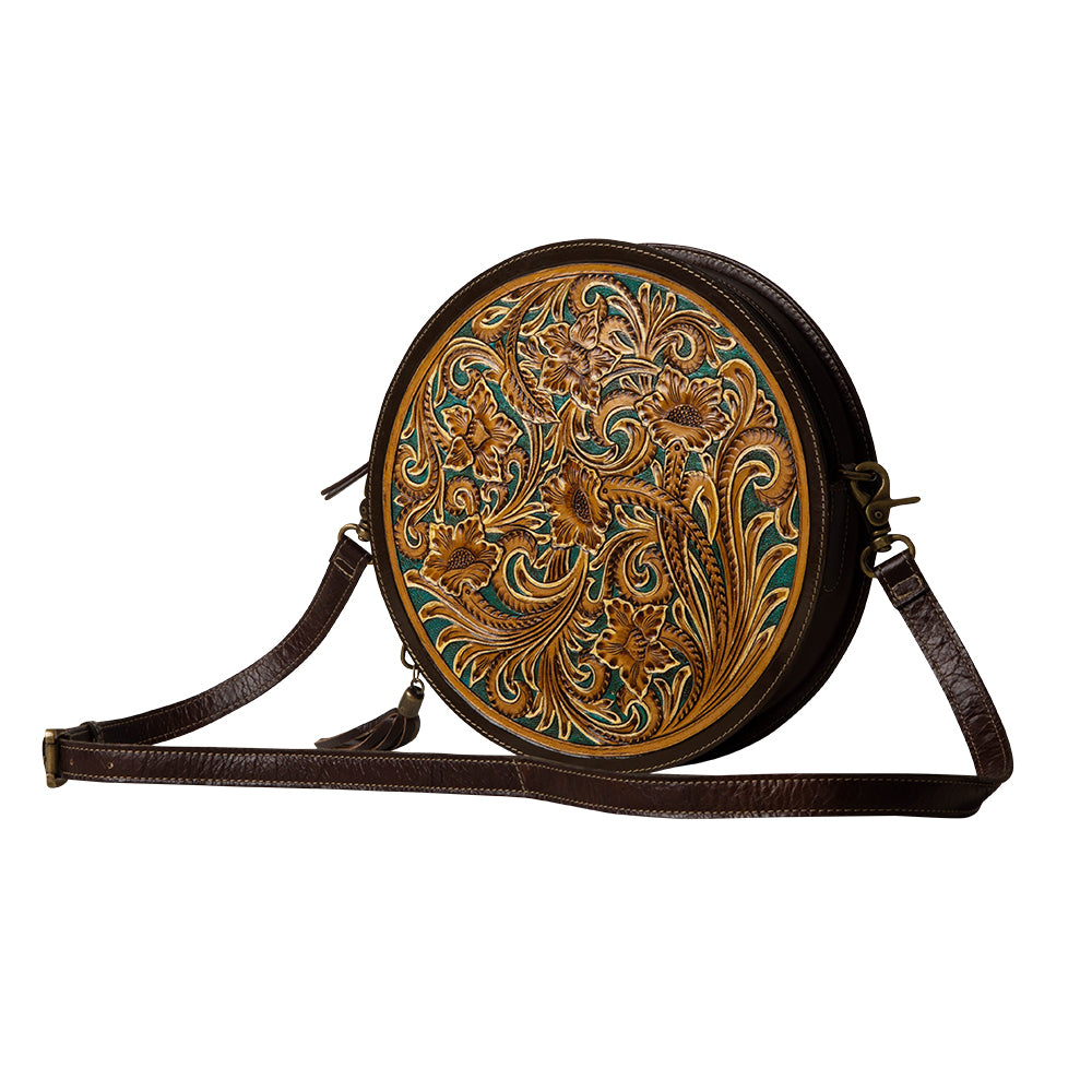 Small Leather Round Bag Circle Handbag